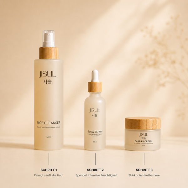 JISUL 3-Schritte-Routine – koreanisches Hautpflege-Set (Cleanser, Serum, Cream) – Bild 2